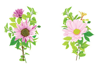 spring and summer watercolor floral bouquet and branch arrangement