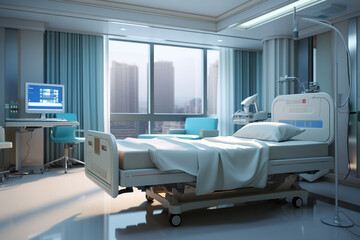hospital bed in the room