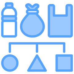 Waste Sorting Blue Icon