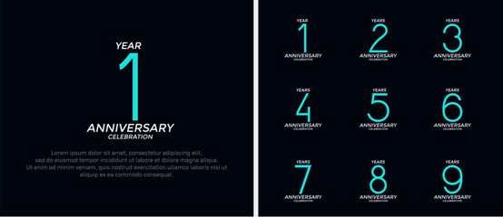 set of anniversary logo green and white color on black background for celebration moment