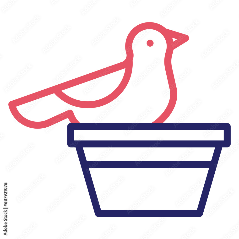 Poster bird on flower pot icon