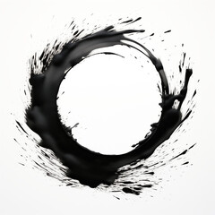 Japanese Enso zen circle made with black ink, on white background - obrazy, fototapety, plakaty