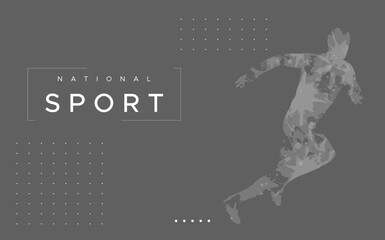Background design for banners and brochures with a sports celebration concept featuring silhouettes of people running and exercising. national sports day. Running athlete