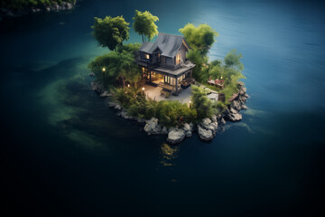 hermit's house on a small island