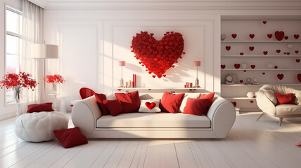 Valentine's day interior design concept - 3D Rendering
generativa IA - obrazy, fototapety, plakaty