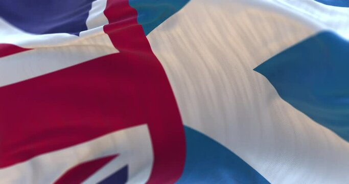 United Kingdom and Scotland flag waving. Loop
