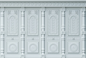 Carved Oriental Wood Cabinet Wall Panel