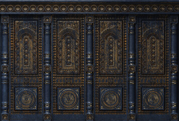 Carved Oriental Wood Cabinet Wall Panel