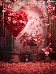 Valentines day digital backdrop, couple in love, heart