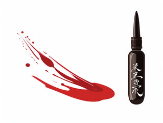 Wallpaper based on Kanji design with red lipstick
