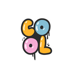 Cool. Cartoon slogan sticker in 90s and 00s pink girly style. Cute y2k bubble lettering for tee t shirt and sweatshirt. Urban graffiti with spray grunge effects. Hipster graphic street art