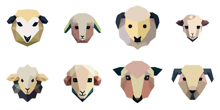 Vector illustration of sheep in polygons
