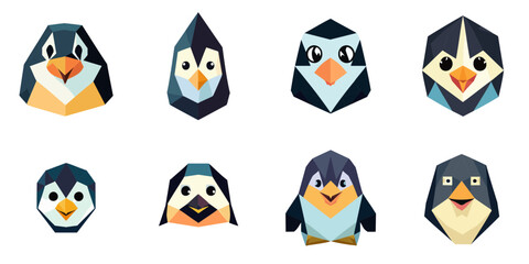 vector illustration of penguins with multiple polygons