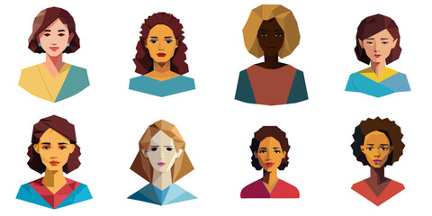 vector illustration of a woman with multiple polygons