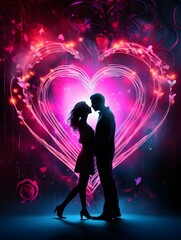 Fototapeta na wymiar Valentines day digital backdrop, couple in love, heart