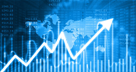Stock market growth graph. 3d illustration..