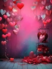Valentines day digital backdrop, couple in love, heart