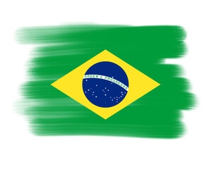 brazil flag with paint strokes