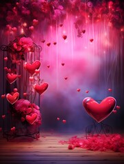 Valentines day digital backdrop, couple in love, heart