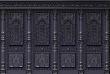 Carved Oriental Wood Cabinet Wall Panel