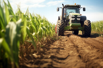 Tractor in a field. Farm. Agriculture. Harvest in a field.