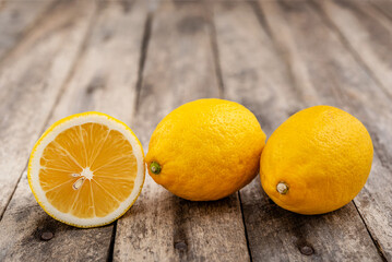 Lemon on wooden background