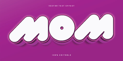 Free vector mom text effect editable purple and bloom text style
