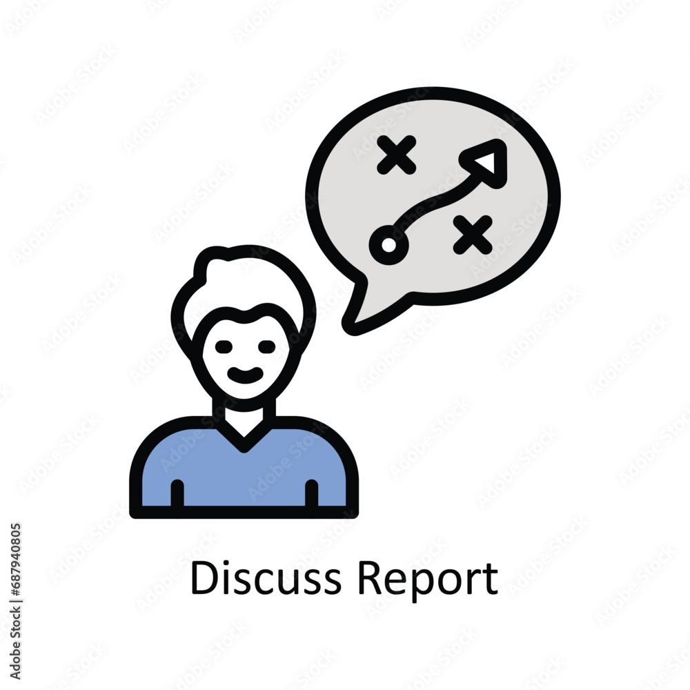 Poster discuss report vector filled outline design illustration. business and management symbol on white ba