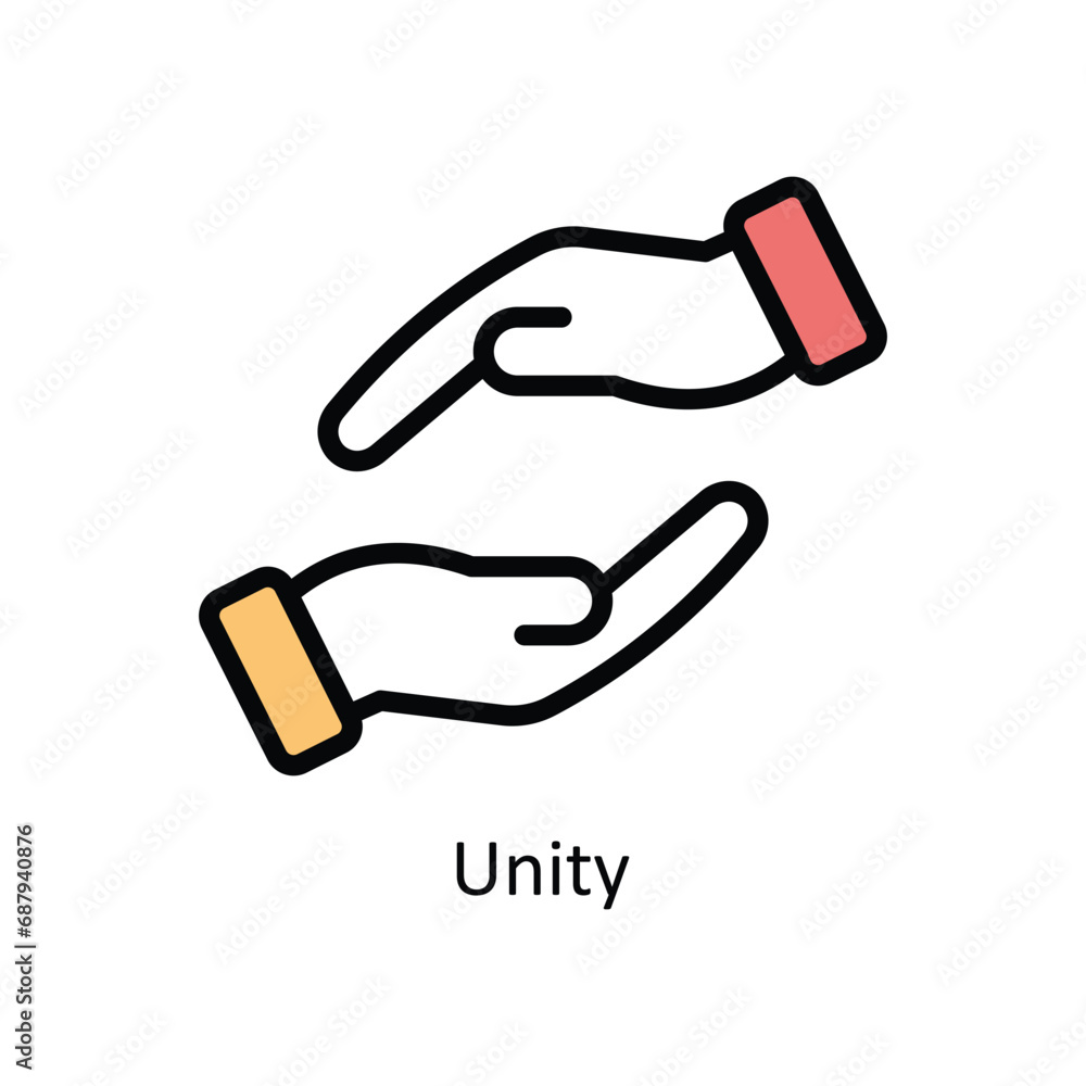 Poster unity vector filled outline design illustration. business and management symbol on white background 