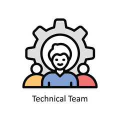Technical Team vector filled outline design  illustration. Business And Management Symbol on White background EPS 10 File