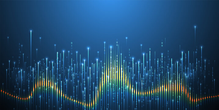Technology background. Big data concept. Binary computer code. Hand drawn vector illustration.