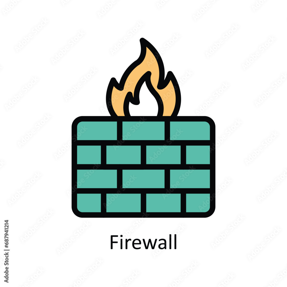 Poster firewall vector filled outline design illustration. business and management symbol on white backgrou