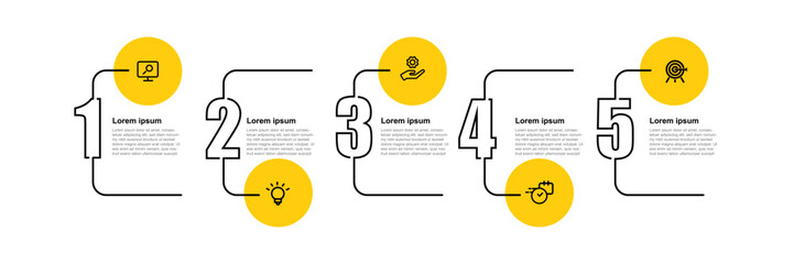 Infographic template vector element with line style and 5 step process 