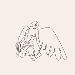 Angel. Continuous line art drawing vector illustration. Valentines day simply illustration. Black angel