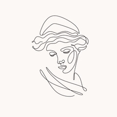 One line drawing sketch. Sculpture vector illustration.Modern single line art, aesthetic contour. Perfect for home decor such as posters, wall art, tote bag, t-shirt print, sticker