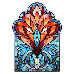 Stained Glass Window Panel Isolated on Transparent or White Background, PNG