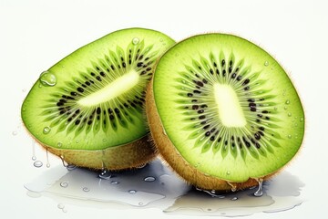 Watercolor kiwi fruit isolated on white. AI Generated