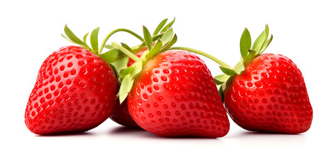Fresh red strawberries, healthy food concept Arrange a beautiful top view with space on a white pastel background.