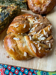Traditional Turkish Bakery Bagel with Almond Paste. Simit