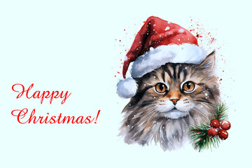 Fototapeta na wymiar postcard, poster for New Year congratulations, Santa Claus, animals