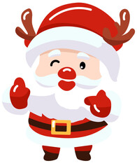 Santa Claus with a present. Cute vector illustration.