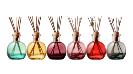 Set of Scented Diffusers Isolated on Transparent or White Background, PNG