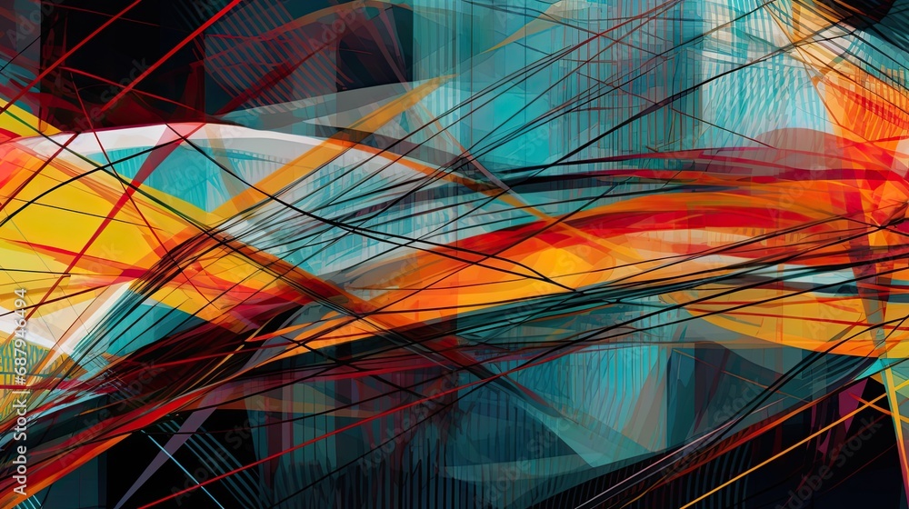 Poster vibrant abstract and representational art blend in captivating composition