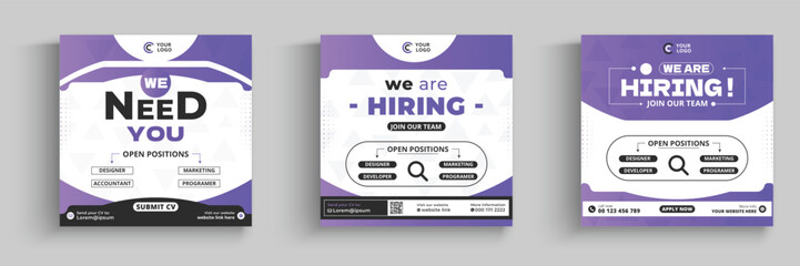 job vacancy creative social media post design template we are hiring