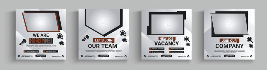 job vacancy creative social media post design template we are hiring - obrazy, fototapety, plakaty