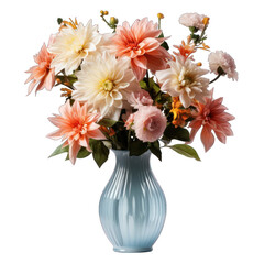 Vase with Flowers Isolated on Transparent or White Background, PNG