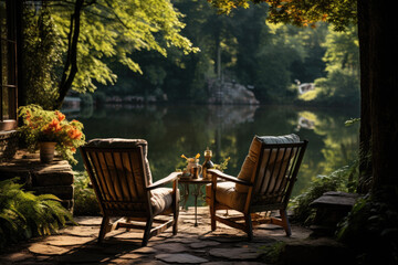 Fototapeta premium Tranquil Outdoor Retreat in Natural Surroundings