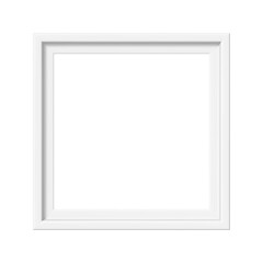 White picture frame. Minimalistic detailed photo realistic frame. Png clipart isolated on...