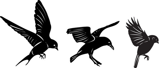 flying birds silhouette on white background vector