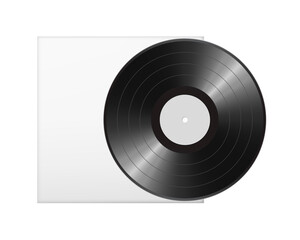 Blank vinyl disc mock up with blank case. Realistic empty template of a music record plate. Png clipart isolated on transparent background